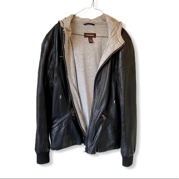 Danier Black Leather Jacket with Hood - Picture 1 of 6